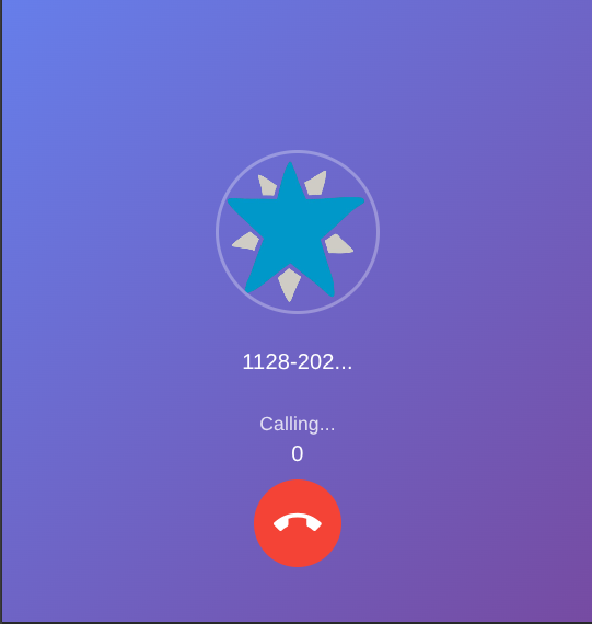 In-call screen with end call button
